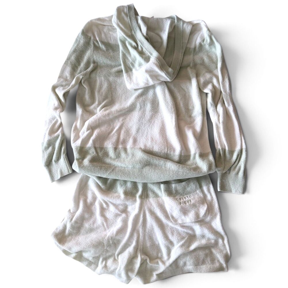 gelato pique mint striped plush lounge set hoodie shorts free size quiet luxury - Picture 4 of 6